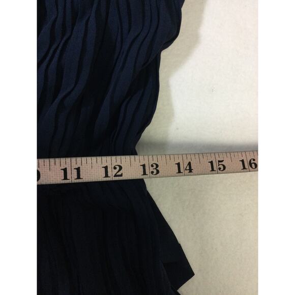 LULU'S M Decadent Dreams Navy Blue Plisse Tiered Puff Sleeve Midi Dress NEW B69 - Picture 7 of 9